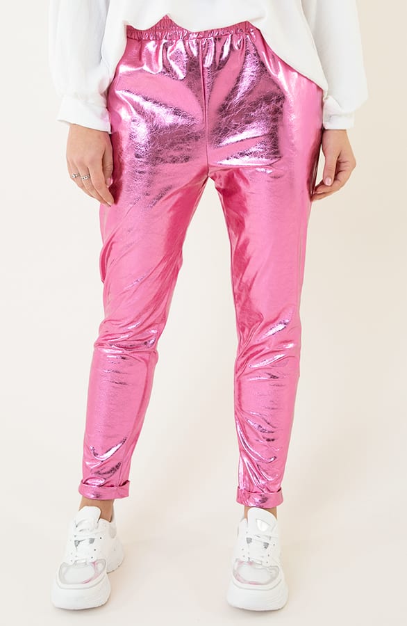 Metallic Foil Dames Broek Roze – shoparchief, foto 1