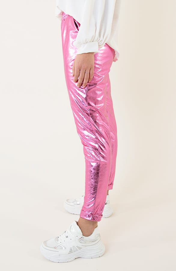 Metallic Foil Dames Broek Roze – shoparchief, foto 2