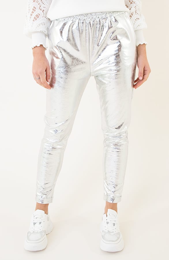 Metallic Foil Dames Broek Zilver – shoparchief, foto 1