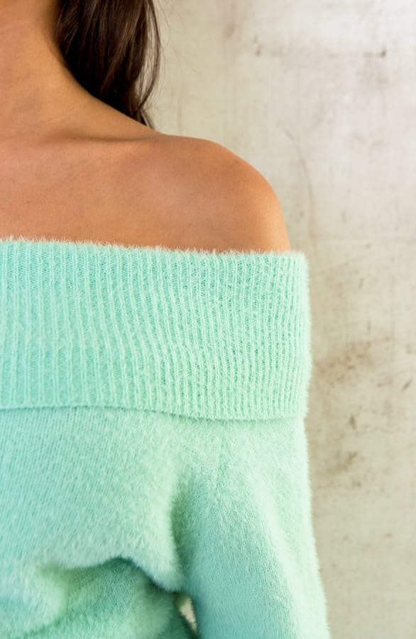 Off Shoulder Trui Mint – shoparchief, foto 4