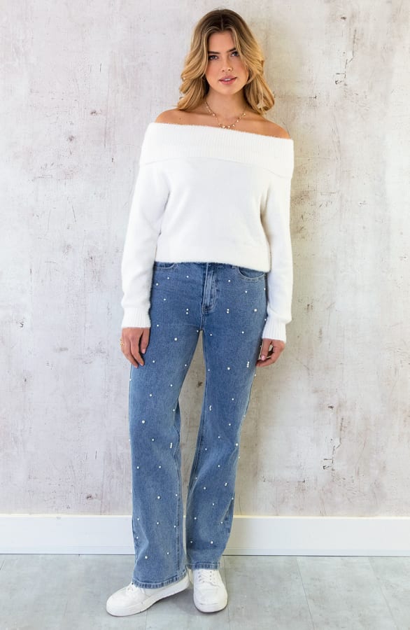 Off Shoulder Trui Off White – shoparchief, foto 6