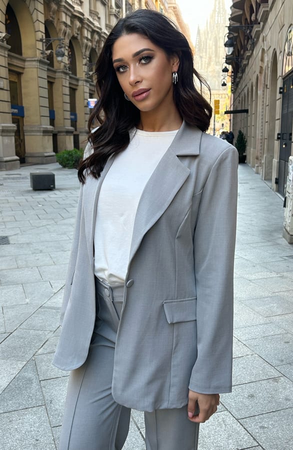 Oversized Detailed Blazer Grey – shoparchief, foto 1