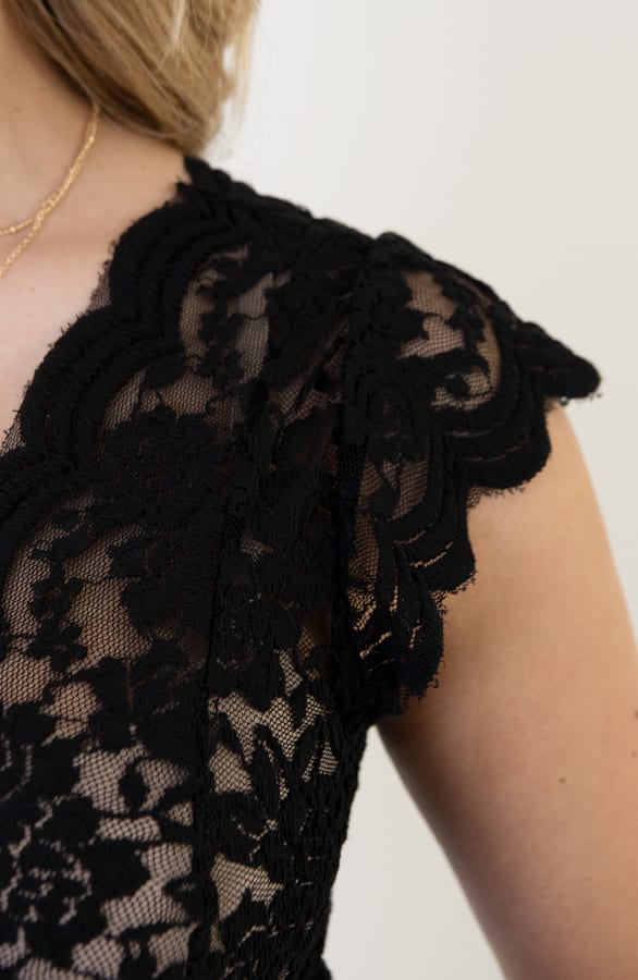 Romantische Top Korte Mouw Zwart – shoparchief, foto 7