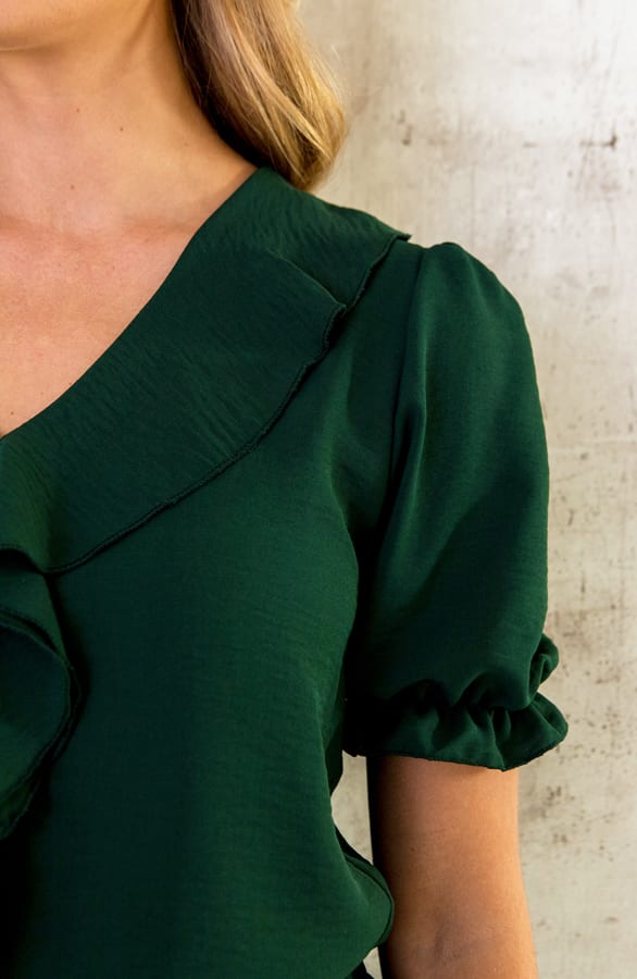Rüschen Bluse Kurzarm Smaragd, Shoparchiv, Foto 13