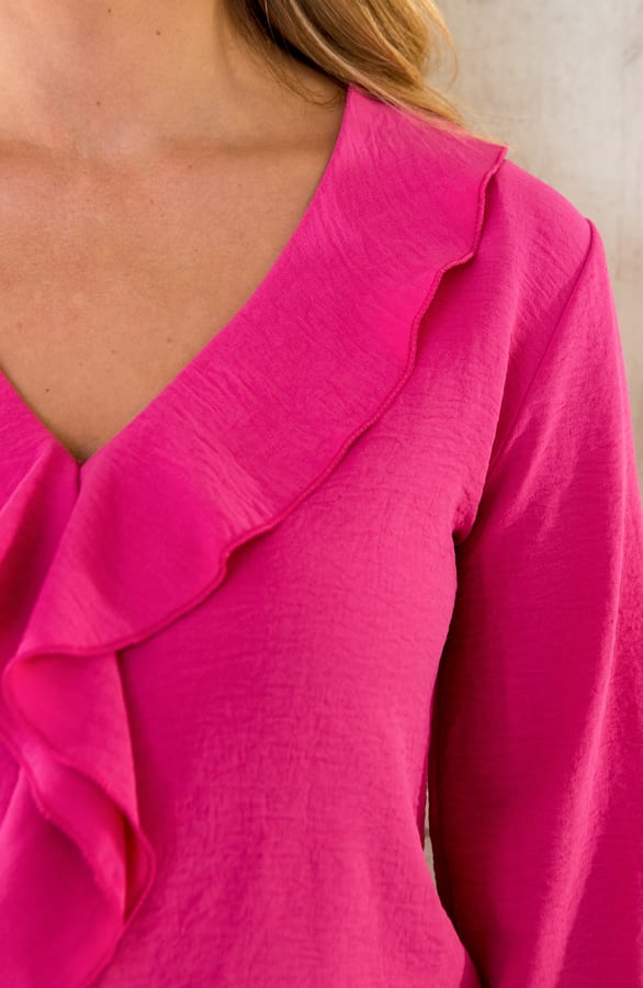 Ruches Detailed Blouse Fuchsia – shoparchief, foto 5