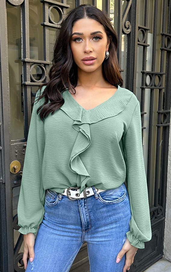Ruches Detailed Blouse Mint – shoparchief, foto 2