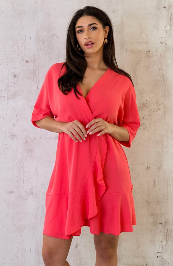 Saint Tropez Ruffle Jurk Koraal – shoparchief, foto 7