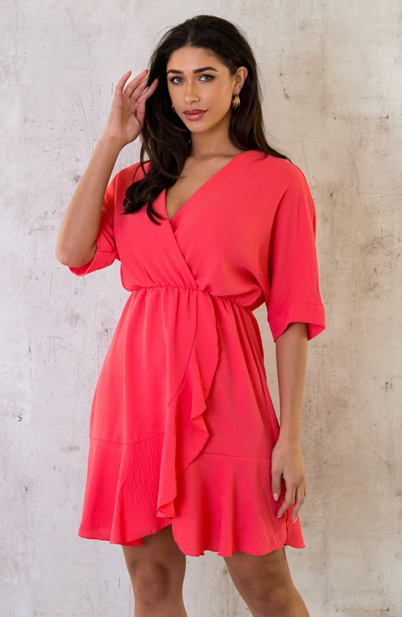 Saint Tropez Ruffle Jurk Koraal – shoparchief, foto 8