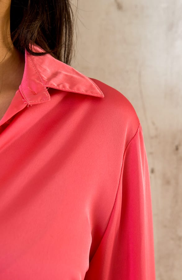 Silk Oversized Blouse Dark Koraal – shoparchief, foto 5