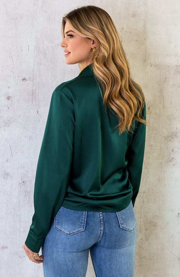 Silk Oversized Blouse Smaragd – shoparchief, foto 4