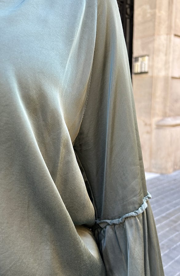 Silk Ruffle Blouse Army – shoparchief, foto 6