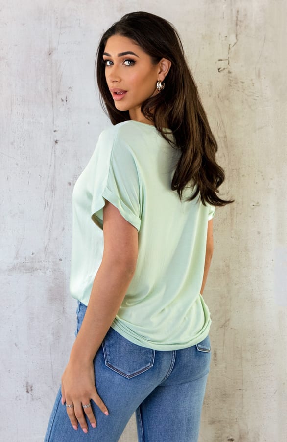 Silk Touch Top V-Hals Mint – shoparchief, foto 3