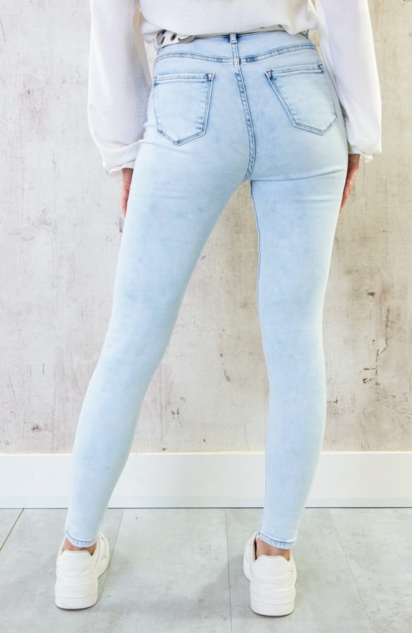 Skinny Jeans High Waist Bleached Blue – shoparchief, foto 3