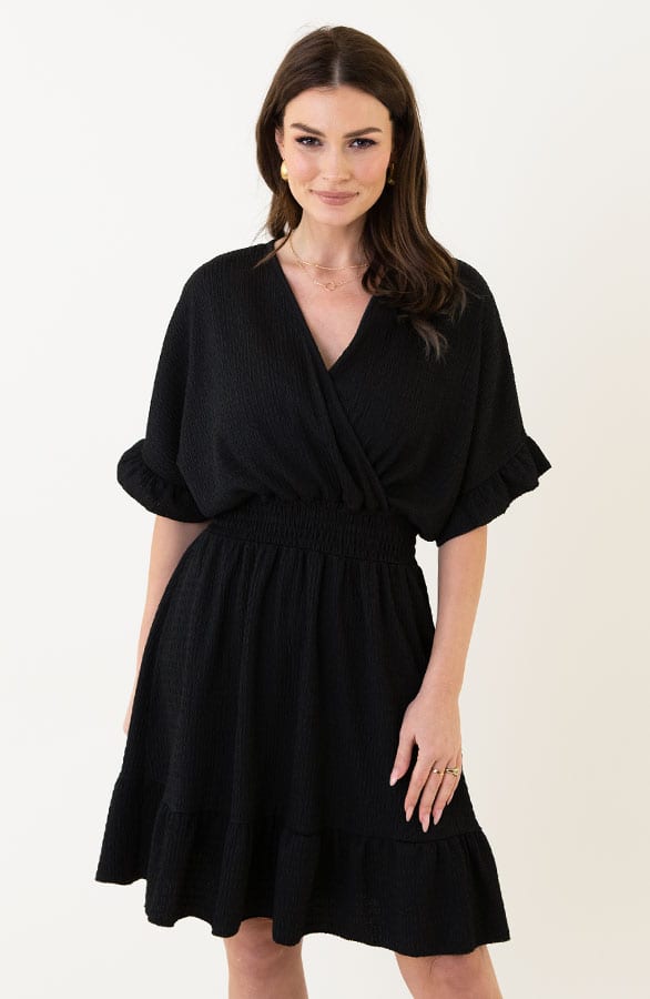 Smocked Low Back Jurk Zwart – shoparchief, foto 5
