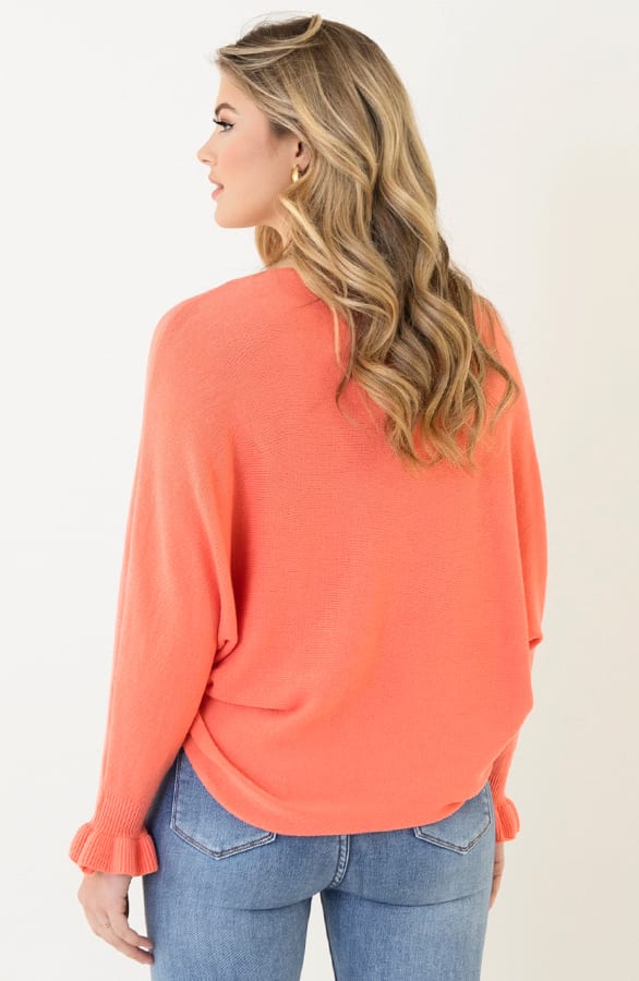 Soft Trui Ruffle Mouwen Koraal – shoparchief, foto 7