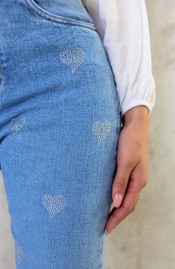 Strass Heart Jeans High Waist – shoparchief, foto 4