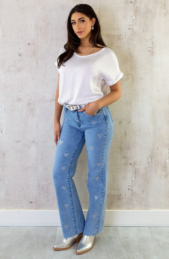 Strass Heart Jeans High Waist – shoparchief, foto 5