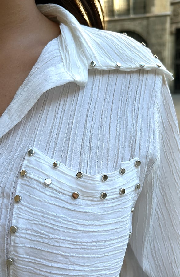 Studs Pocket Blouse Ecru – shoparchief, foto 11