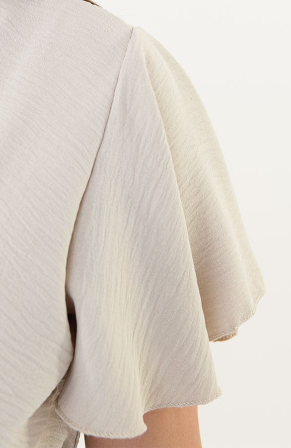 Toscane V-hals Jurk Beige – shoparchief, foto 9