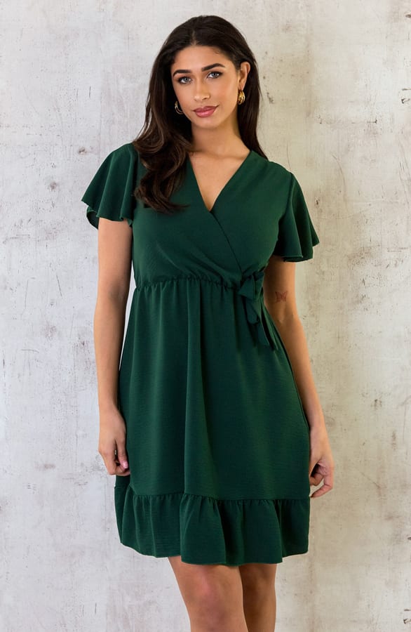 Toscane V-hals Jurk Smaragd – shoparchief, foto 9