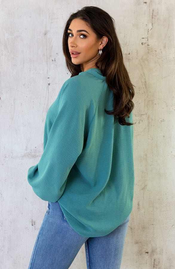 V-Hals Blouse Rome Mint – shoparchief, foto 8