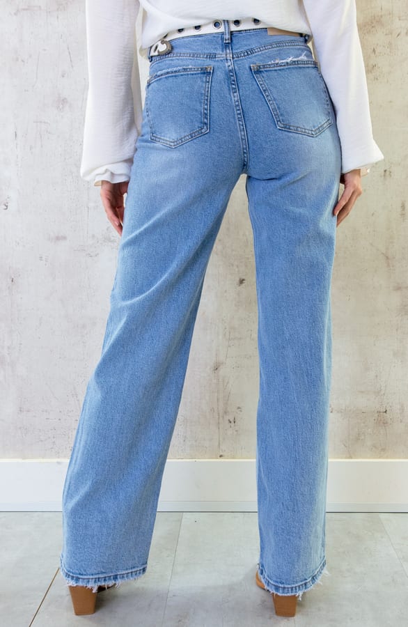 Washed Wide Leg Jeans – shoparchief, foto 3