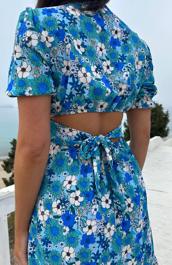 Bloemen Strik Jurk Turquoise – shoparchief, foto 6