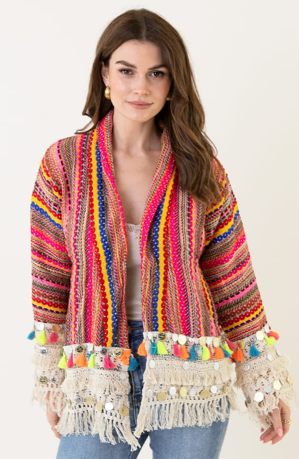Boho Cardigan Handmade Multicolor – shoparchief, foto 5