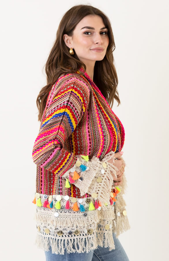 Boho Cardigan Handmade Multicolor – shoparchief, foto 6