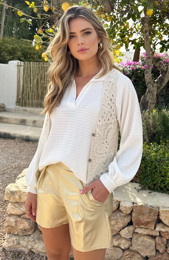 Boho Gehaakt Detailed Gilet Beige – shoparchief, foto 2
