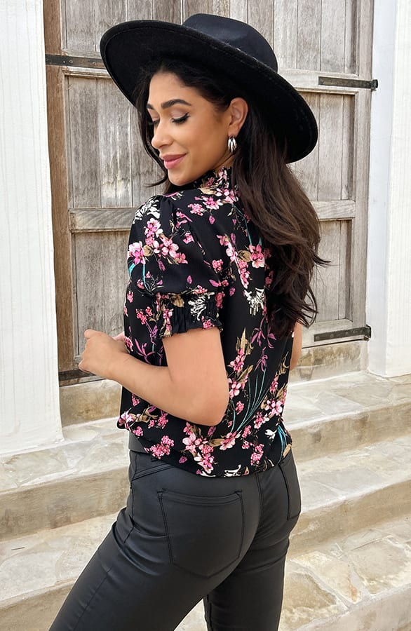 Col Top Bloemen Zwart – tops, foto 3