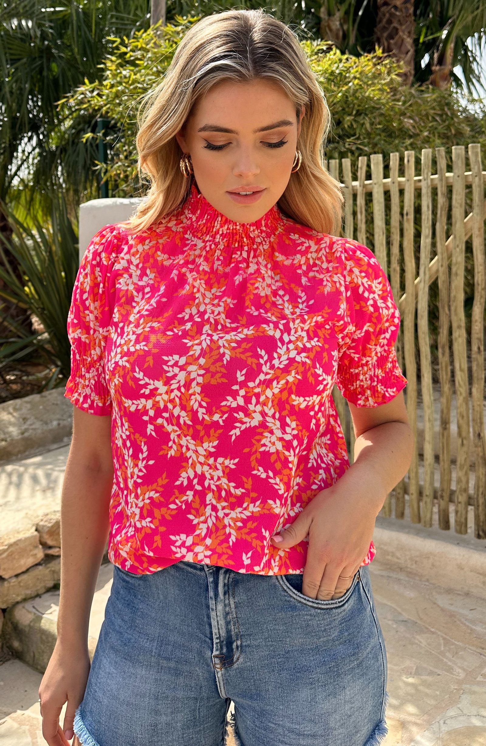 Col Top Leaves Fuchsia Oranje – shoparchief, foto 3