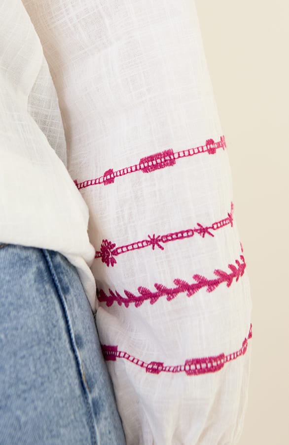 Cotton Embroidery Blouse Fuchsia – shoparchief, foto 5
