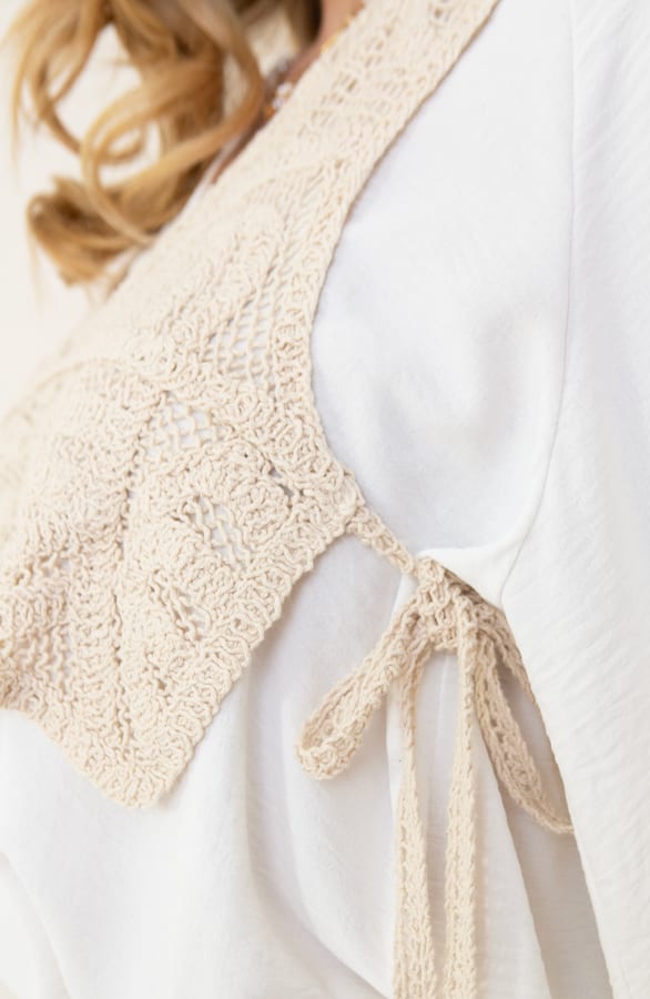 Crochet Overlay Top Limited Beige – shoparchief, foto 6