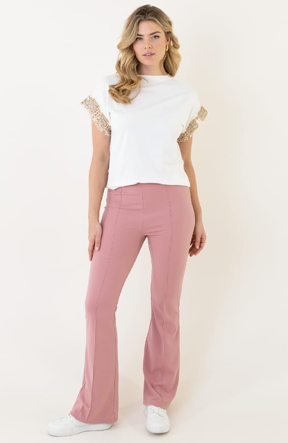 Detailed Flared Broek Dust Roze – shoparchief, foto 5