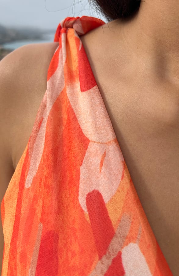 Dubai V-hals Jurk Oranje – shoparchief, foto 4