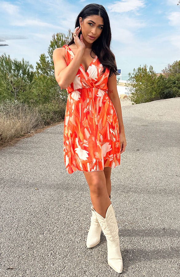 Dubai V-hals Jurk Oranje – shoparchief, foto 3