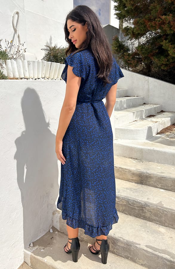 Floral Midi Jurk Kobalt – jurken, foto 4