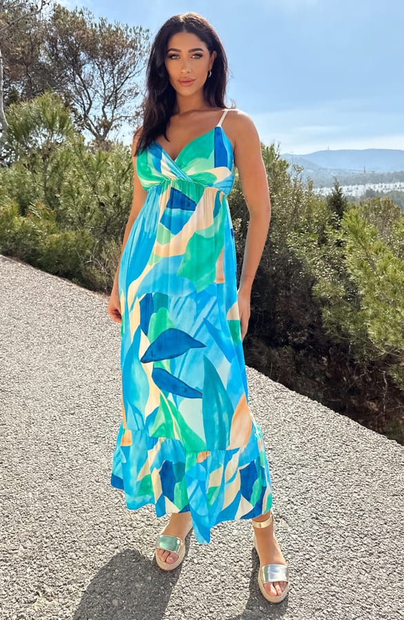 Ibiza Spaghetti Maxi Jurk Turquoise – shoparchief, foto 5