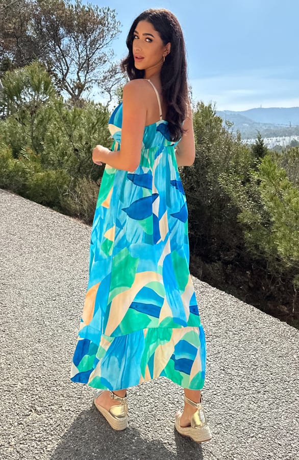 Ibiza Spaghetti Maxi Jurk Turquoise – shoparchief, foto 2