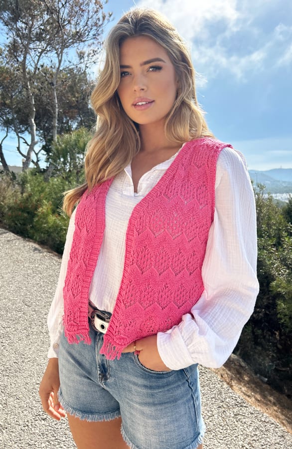 Gehaakt Gilet Candy Pink – shoparchief, foto 2
