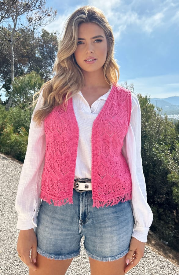 Gehaakt Gilet Candy Pink – shoparchief, foto 1