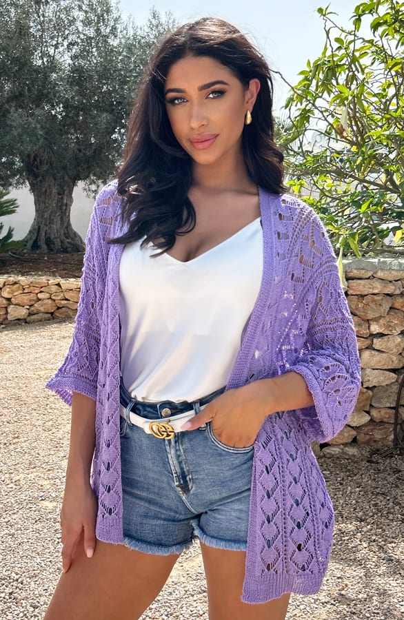 Gehaakt Vest Dames Soft Lila – shoparchief, foto 1