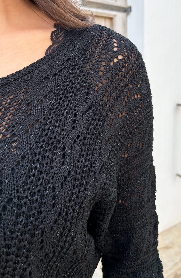 Gehaakte Lurex Trui Dames Zwart – shoparchief, foto 5