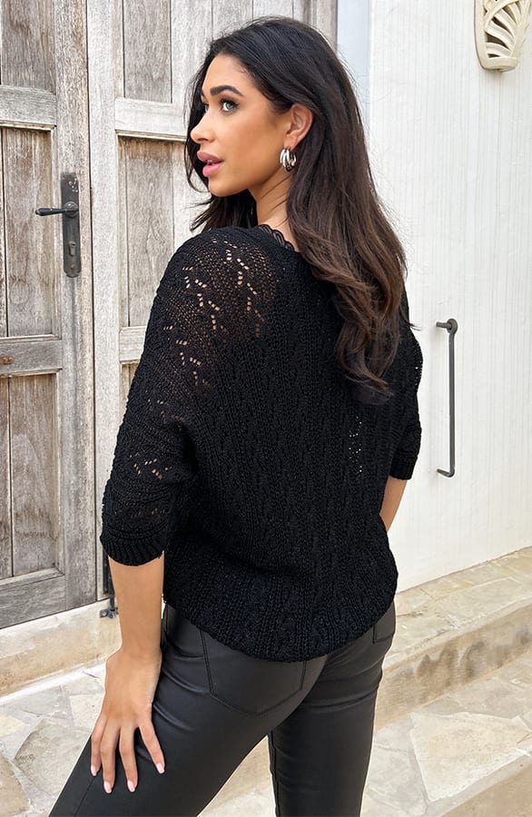 Gehaakte Lurex Trui Dames Zwart – shoparchief, foto 4