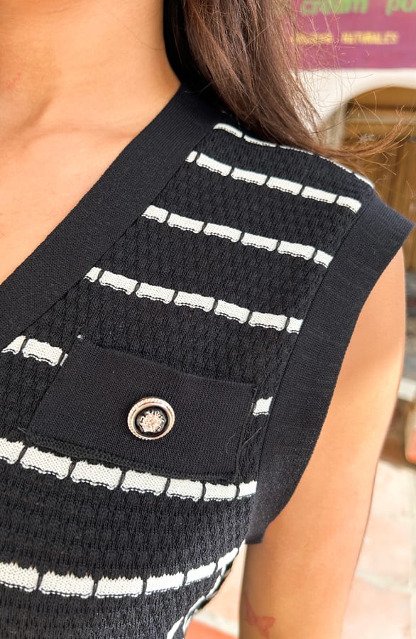 Gestreepte Cardigan Jurk Zwart – shoparchief, foto 4