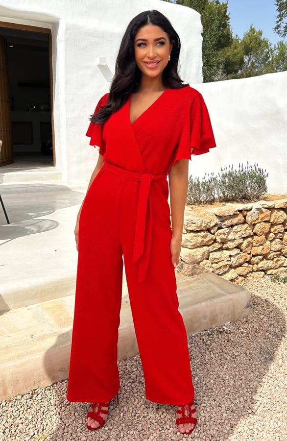 Jumpsuit Dames Smocked Red – shoparchief, foto 3
