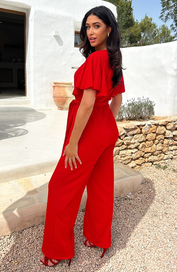 Jumpsuit Dames Smocked Red – shoparchief, foto 5
