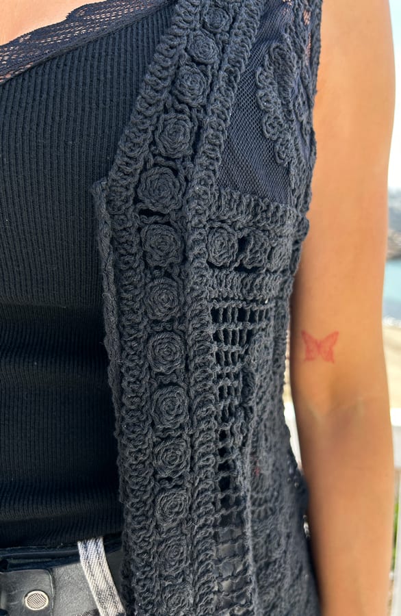 Kanten Boho Gilet Zwart – shoparchief, foto 5