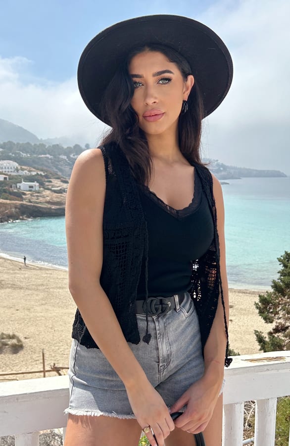 Kanten Boho Gilet Zwart – shoparchief, foto 1